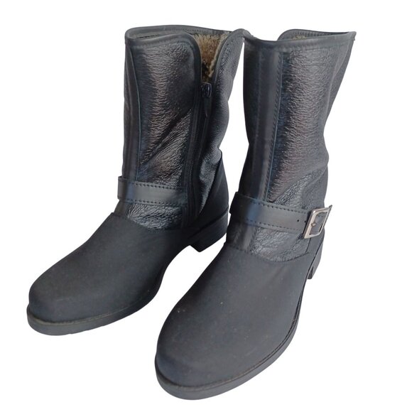 Vibram Toe Warmer Black Arctic Grip Winter Ankle Boots Calf Shoes Women Size 8M - Picture 2 of 14